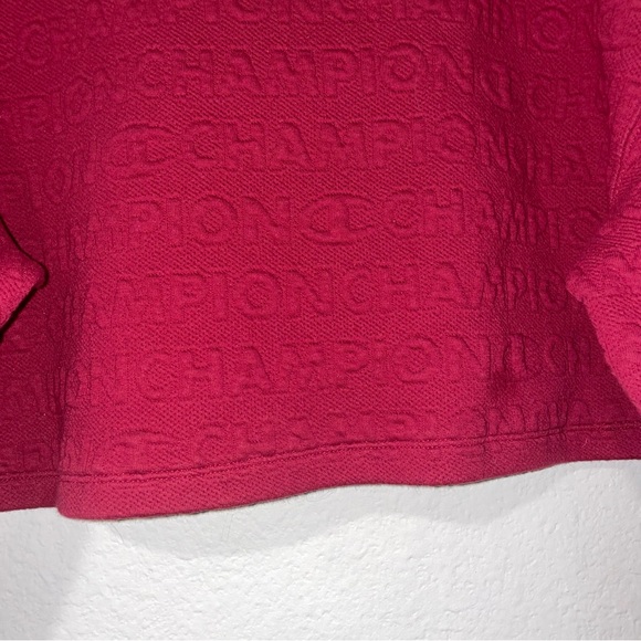 Champion Women’s Cropped Red Embossed Logo Sweatshirt Long Sleeve Size S EUC - Picture 15 of 16